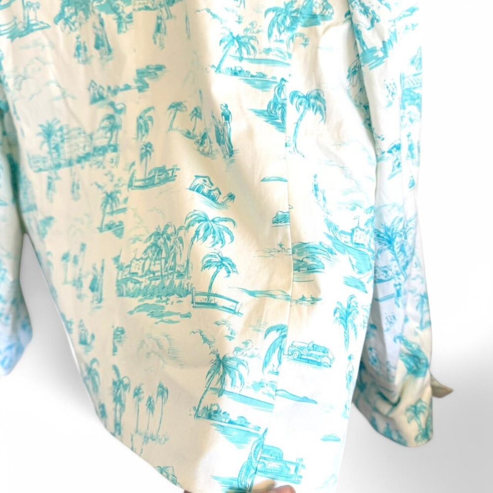 Talbots White Blue Patterned Button Up Jacket Wom… - image 7